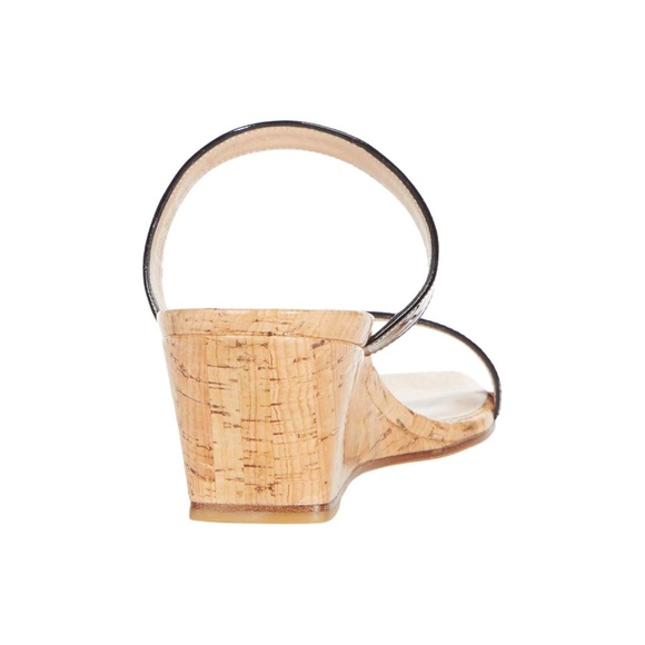 Stuart Weitzman Aleena 50 wedge Black patent leather sandals pumps mules 6.5 - Picture 4 of 13